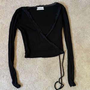 urban outfitters black wrap top